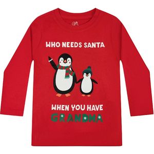 Kerst T-shirt Pinguins Grandma Rood - Kinderen