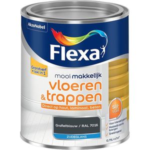 Flexa - Mooi Makkelijk Vloeren & Trappen Zijdeglans - Muurverf - Grafietblauw / RAL 7016 - Mengverf - 0,75 Liter