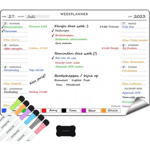 Systemyze Weekplanner Whiteboard – Magnetisch Planbord – Magnetische Maandplanner – Inclusief Markers & Wisser – A3 Formaat