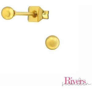 3mm oorbellen bolletjes - goudkleurig - roestvrij staal - Rivers-sieraden - stainless steel - studs - oorbellen studs