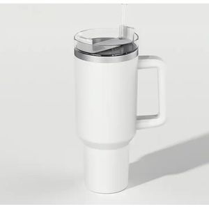 Repus - Thermos beker - Tumbler RVS met rietje - Outdoor - Auto - 40oz - 1183ML - Wit