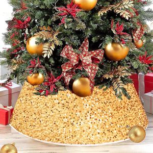 Kerstboomkraag, Grote Cirkelvormige Champagne Gouden Paillettenboomrok, Vouwbare Kerstboomdeken voor Boomversiering, Decoratieve Boomvoetbedekking voor Kerstboomrok