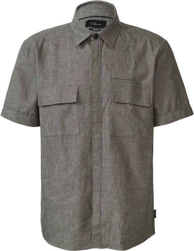 s.Oliver - Hemd - Regular Fit - Katoen-Linnenmix - Korte Mouwen