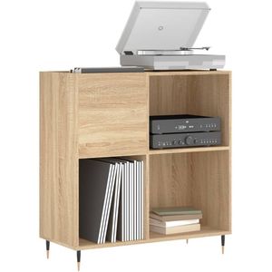 Platenspeler Meubel - LP-kast - Platenspelerkast - Draaitafelstandaard - Platenspelerstandaard - Vintage Displayplank - Sonoma Eiken