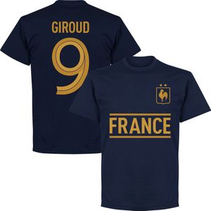 Frankrijk Giroud 9 Team T-Shirt - Navy/Goud - XXL