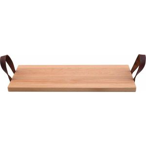 Bowls and Dishes | Puur Hout Duurzaam | Beuken Serveertray met handgreep leer 49 x19,5cm