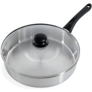 Roestvrij Stalen 28 Cm Hoge Zijdige Sauté Pan Met Deksel – Inductie Geschikt, - Satijn Afwerking, - Stay Cool Handvat