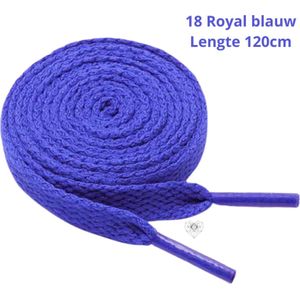 Platte schoenveters 8mm polyester royal blauw lengte 120cm - Sneaker veters