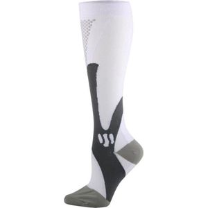 Compressie sokken voor hardlopen en reizen - Compressiekousen wit mannen maat L-XL (40-44)
