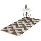 Vloerkleed - Zigzag - Beige/Zwart - Jute/Katoen - Handgeweven, Antislip