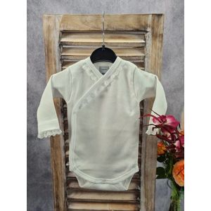 Babidu Romper/Body | Overslag| Lange Mouw | Beige / creme | Meisje | prematuur | Maat 44