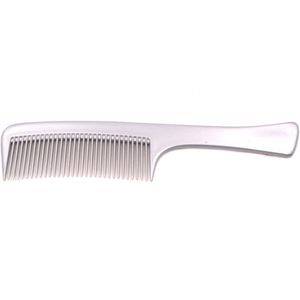 handvatkam grijs - stevige handvat kam - rond zilver - 20cm