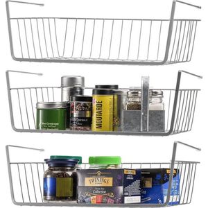 3 Stück Unterregalkörbe, 38,1 x 25,4 x 14,9 cm Inschuifbare draadhangende opbergmanden Onder kastplank Opbergmanden voor keukenkast Kast Boekenplank