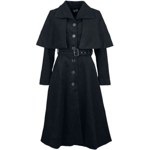 Hell Bunny Ingrid Coat Lange jassen zwart XS - Polyester - Gothic