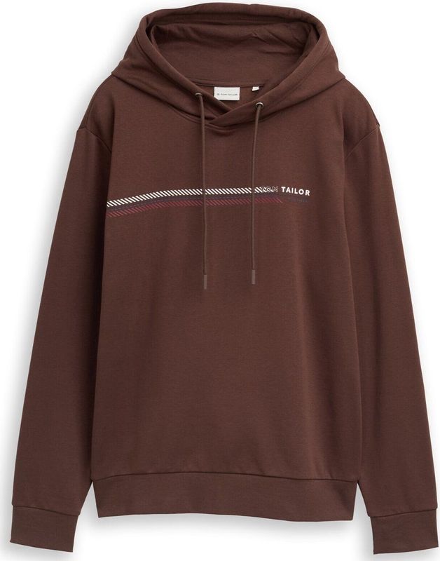 TOM TAILOR - Sweatshirt - Chocoladebruin - Capuchon met Trekkoord
