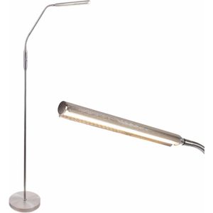 Staande leeslamp Murcia | 1 lichts | grijs / staal / zilver | metaal | 145 cm hoog | Ø 24 cm voet | staande lamp / vloerlamp | modern design