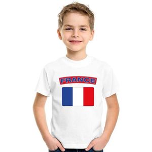 T-shirt met Franse vlag wit kinderen 134/140