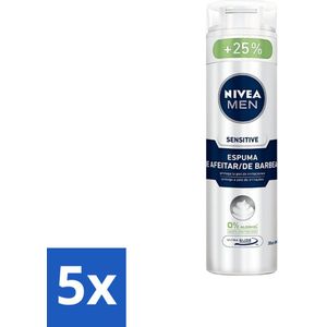 5 x Nivea - Men - Sensitive Shaving Foam - Beschermt Tegen Irritaties - 250 ml - Kamille - Gladde Scheerbeurt - Verzorging - NIVEA Men