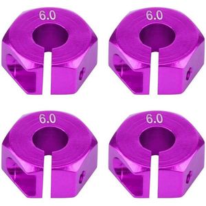 Wielnaafadapter 12 mm universele RC naafadapter verlengingsconversie voor 1/10 schaal RC auto - 6 mm - paars - modelauto accessoires .