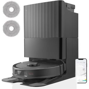 Qrevo S Robotstofzuiger en Dweil - 7000 Pa HyperForce - PreciSense LiDAR en Reactieve Technologie - Multifunctioneel Dock - Inclusief 2 Dweilen - Robotstofzuigerset (Zwart)