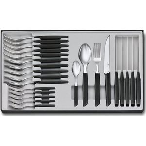 Victorinox Bestekset Swiss Modern - 24-delig - Zwart - RVS/PP - Doos