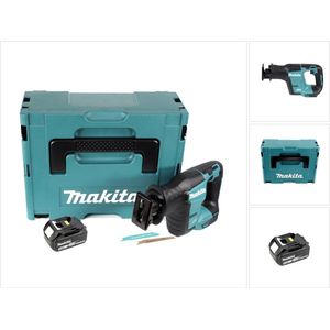 Makita DJR 188 T1J Accu Reciprozaag 18 V Borstelloze Reciprozaag in Makpac + 1x 5.0 Ah accu - zonder oplader