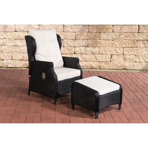 Premium Tuinstoel incl. hocker - Tuinstoel - outdoor loungestoel - loungestoel - Lounge - creme wit