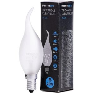 Patron E14 Tip Kaars Gloeilamp | 25W 2700K 160Lm Mat | Dimbaar
