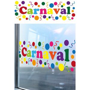 Carnaval/party decoratie raamsticker - gekleurde letters - versiering - 75 x 25 cm