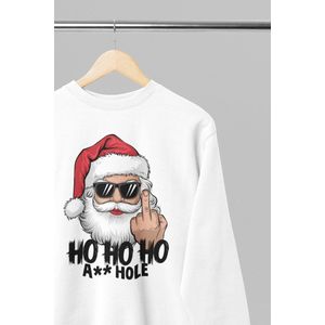 Foute kersttrui - Ho ho ho asshole - Wurban Wear | 18+ | Grappige sweater | Leuk cadeau | Unisex sweater | Oversized sweater | Kersttrui heren | Foute kerstkleding | Kerst sweater | Kerst diner | Kersttrui dames | Foute kersttruiendag 2025 | Wit