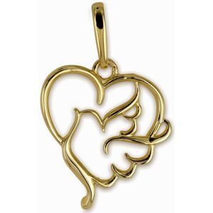 Silventi 9NBSAM-G210489 Gouden Hanger - Dames - Hartje - Duif - 12 x 11,2 mm - 14 Karaat - Goud