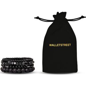 Walletstreet Multi Armband Natuursteen set Heren - Zwart/Grijs-voor mannen en vrouwen-Kerstcadeau-Ideale geschenk