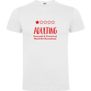 Wit T-Shirt met “ Adulting“ Afbeelding Rood Maat M