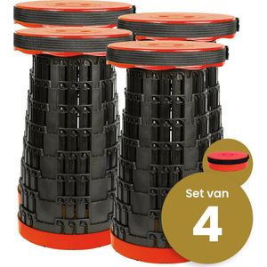 Alora opvouwbare kruk extra strong rood per 4 - telescopische kruk - 250 kg - inklapbare kruk - draagbaar - kampeerstoel - opstapkrukje