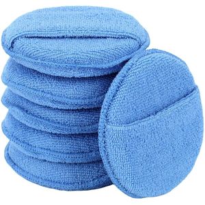 Microvezel wax pads -6 Stuks - Wax Applicator Pad - Polijstspons - Autopolijstpads - Auto Reinigingssponzen Polijstpads - Voor Autoverzorging - Polish Foam Applicator Pads - ø 125mm - Voor Auto's, Vrachtwagens, Boten, Reiniging En Fijn Polijsten