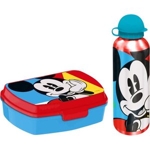 Disney Mickey Mouse lunchbox set voor kinderen - 2-delig - rood - aluminium/kunststof