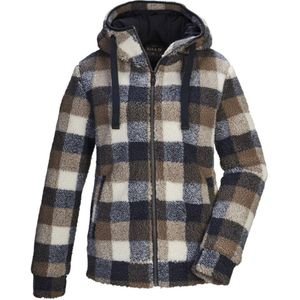 Killtec dames jas/vest - winter - 43288 - blauwe ruit - sherpa fleece - gevoerd - maat 36