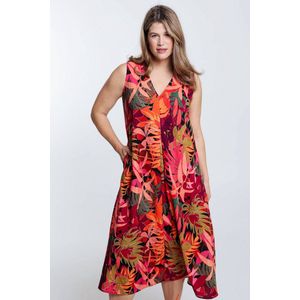 Paprika Lange, mouwloze jurk in viscose met junglemotief