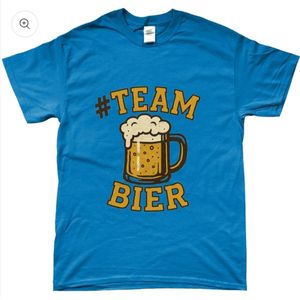 T-shirt - met opdruk - #team bier - blauw - M