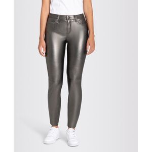 MAC - zilvergrijze coated Slim broek - maat 32