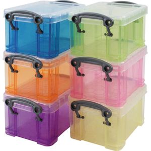 Really Useful Boxes Opbergdoos set van 6 x 0.33 liter assorti kleuren