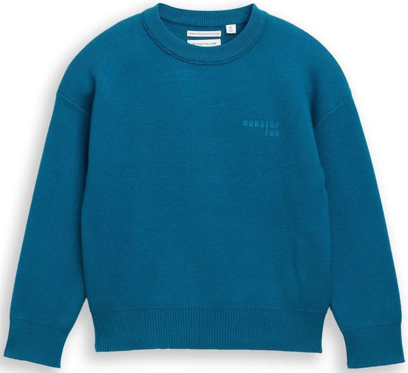 TOM TAILOR - Trui - Petrol - Wijde Pasvorm - Lange Mouw