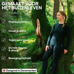 DANISH ENDURANCE Thermo Shirt met Lange Mouwen voor Dames - van Merino Wol - Donker Marineblauw - XL