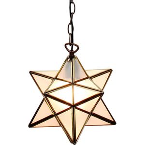 LumiLamp Hanglamp Tiffany Ø 31*31*145 cm E27/max 1*60W Wit Glas, Metaal Hanglamp Eettafel Hanglampen Eetkamer