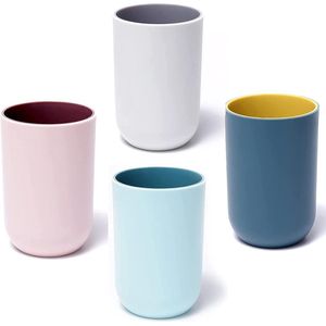 Goodivery ® Wassen tandenborstelbeker, 4 stuks, tandenborstelbeker, mondspoelbeker voor badkameraccessoires, mondwater beker, draagbare plastic beker voor badkamer mondbeker