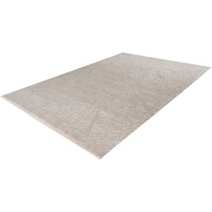 Lalee Elif Japandi stijl vloerkleed 3d effect hooglaag cirkels reliëf laagpolig karpet 120x170 cm zilver