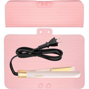 Hittebestendige mat reistas voor krultang en stijltang - siliconen mathouder - roze