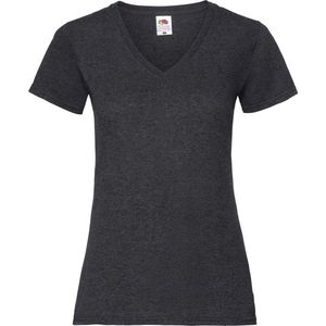 Fruit Of The Loom Dames Vrouwen-Fit Valuegewicht V-hals T-shirt met korte mouwen (Donker Heather)