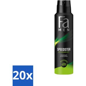 Fa - Deodorant Spray - Speedster - Frisse Geur & Langdurige Bescherming - 48 uur Bescherming - 150 ml - Bulkverpakking - 20 stuks