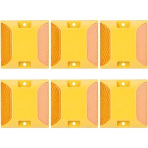 6-delige Dubbele Gele Plastic Wegreflectoren Straatbestrating Oprit Stud Markers